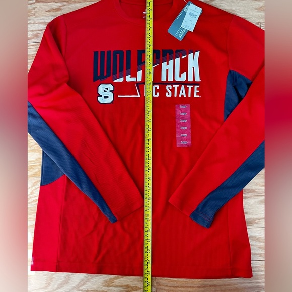 NC State University Wolfpack Red Black Colorblock Crew Long Sleeve Shirt Mens L - Picture 8 of 9